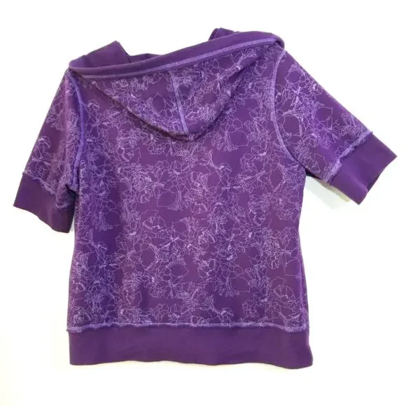 Eddie Bauer purple floral short sleeve hoodie XLT - Picture 8 of 12